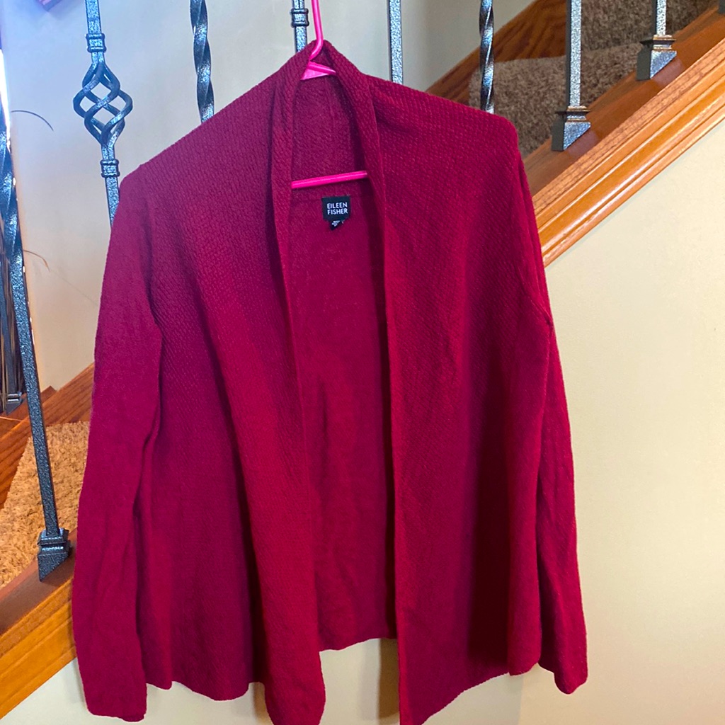 Eileen Fisher Medium Maroon Cardigan